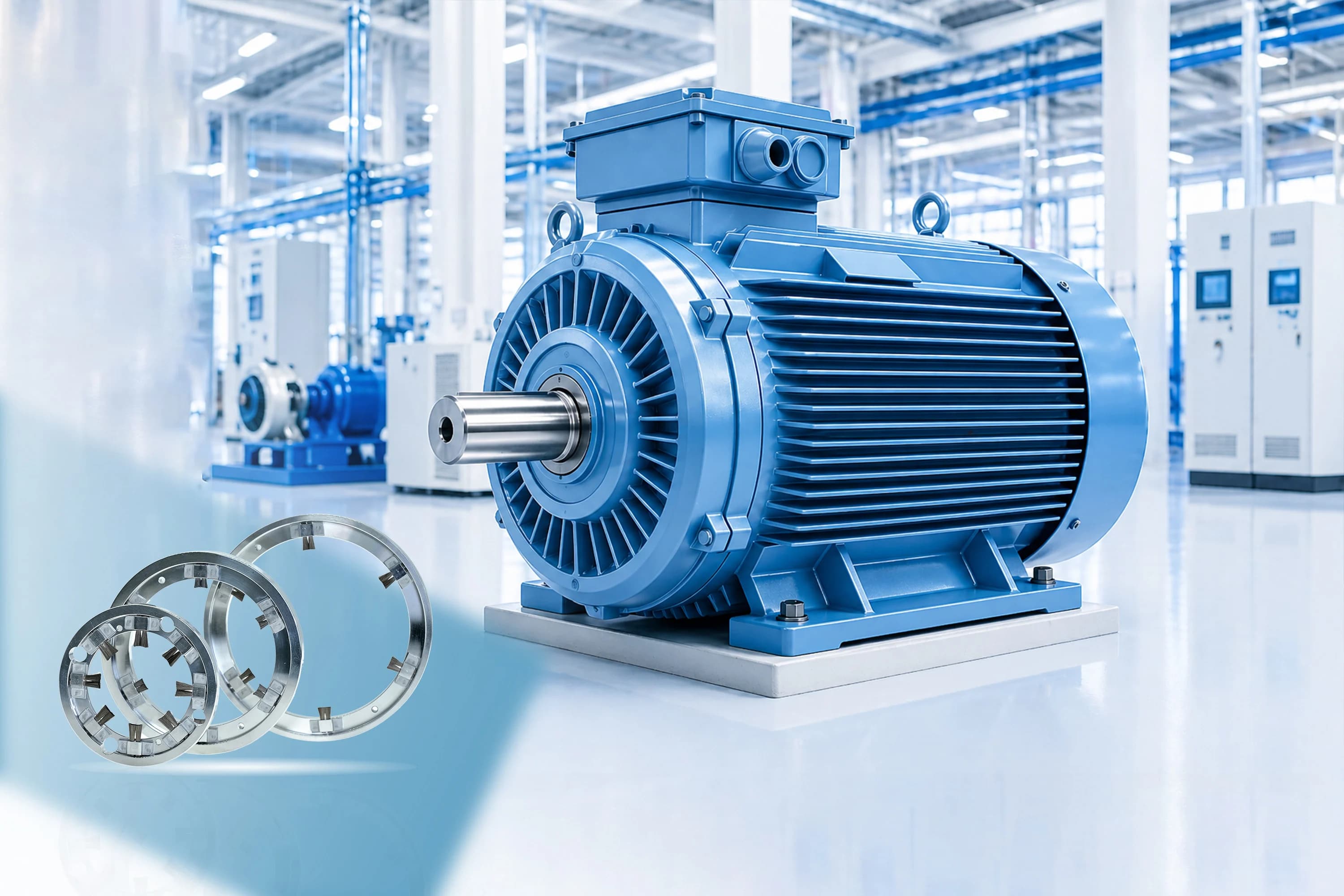 Industrial electric motor with variable frequency drive equipment for VFD-duty bearing protection context