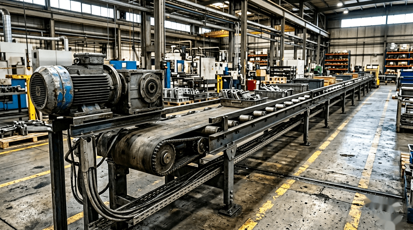 Motor-driven conveyor line in a manufacturing facility