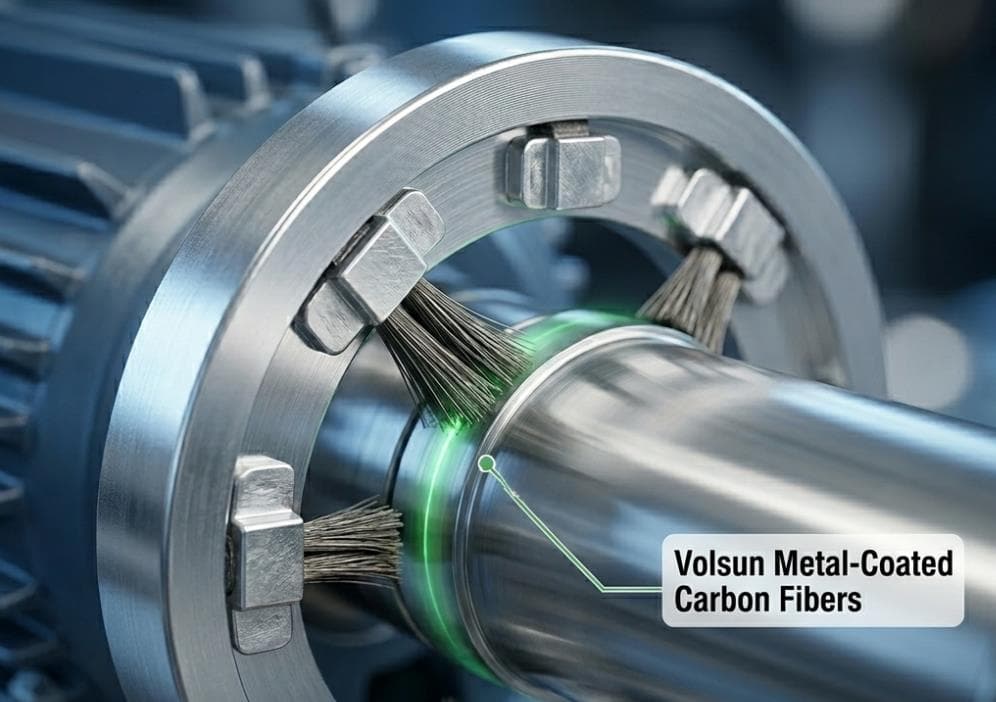 Conductive fiber detail of shaft grounding ring for VFD motor bearing protection