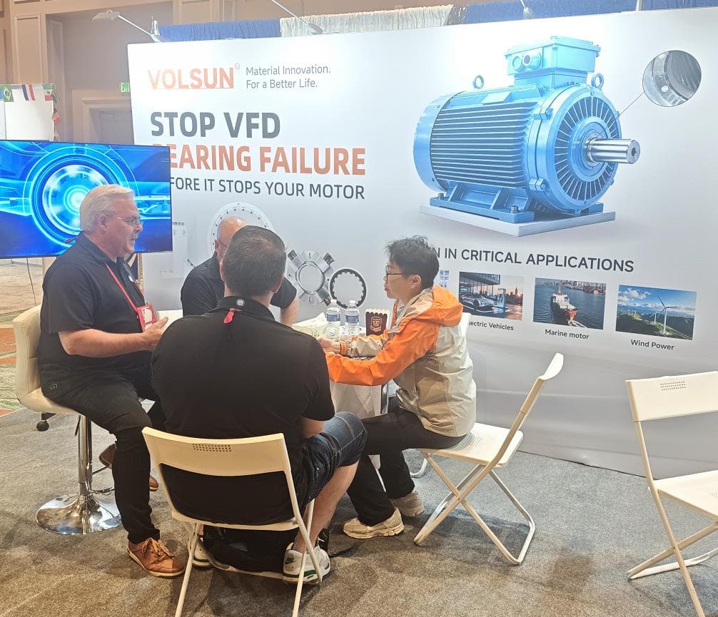 Technical conversation at the Volsun booth during EASA 2026 Orlando