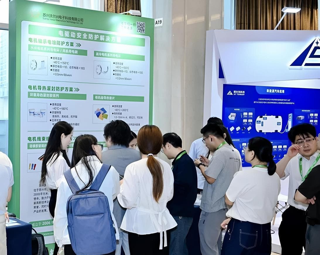 Customer discussion at the Volsun booth during the 2026 Global XEV conference
