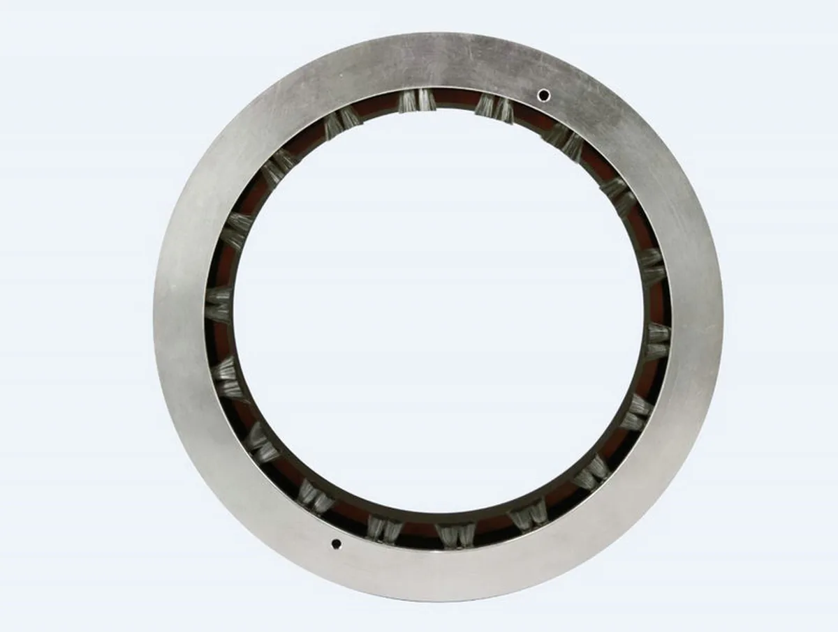 VOLSUN solid shaft grounding ring showing metal housing and inward-facing conductive microfiber brushes